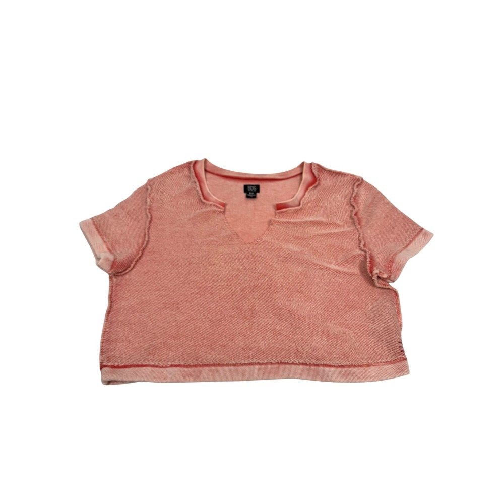 BDG Urban Outfitters Coral Pink Acid Wash Waffle Knit Notch Neck Crop Top Small